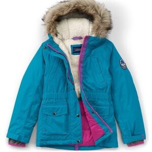 Lands' End Kids' Teal and Magenta Puffer Coat